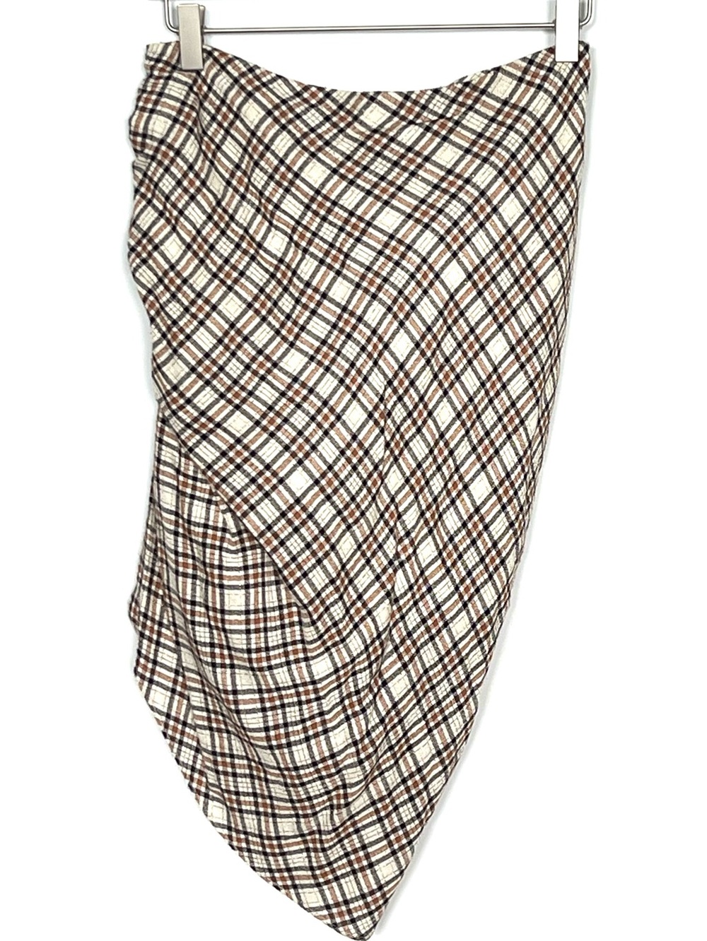 Veronica Beard Murphy Plaid Ruched Asymmetrical Mini Skirt Size 4 - Picture 7 of 9